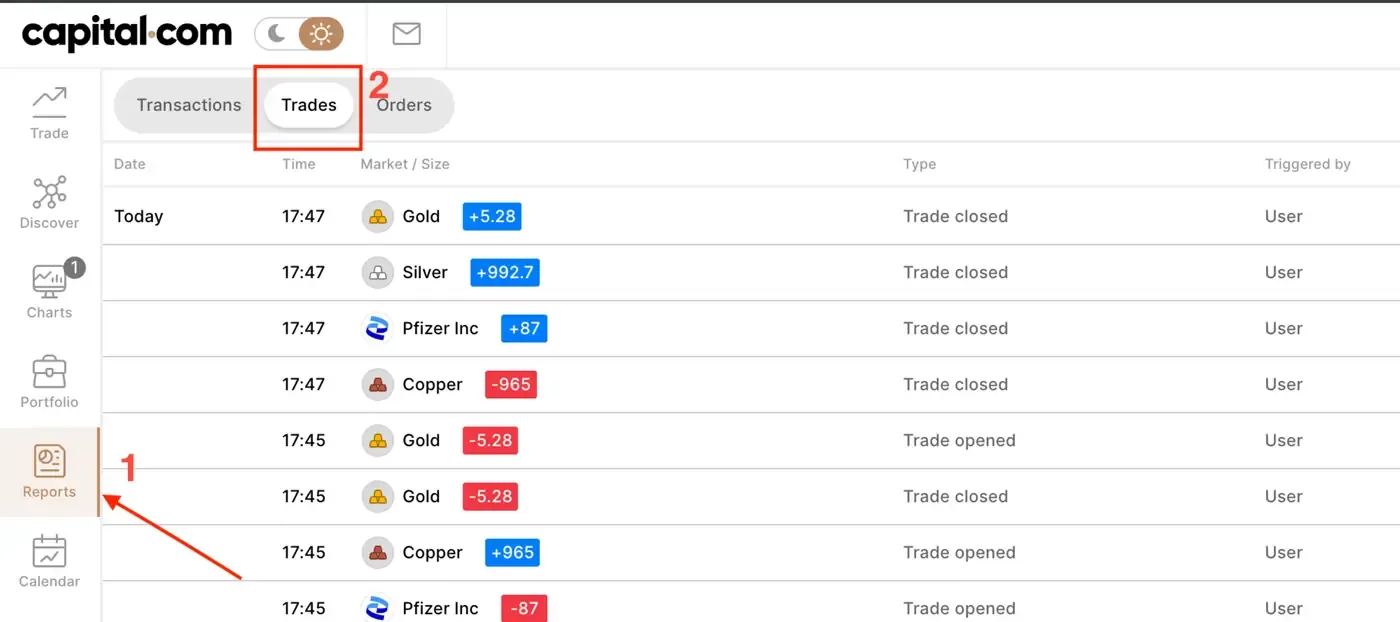 Capital.com import — step 1 screenshot Import Capital.com trades — screenshot 1