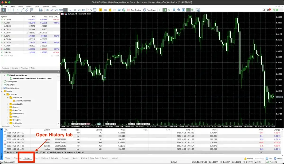 MetaTrader 5 import — step 1 screenshot Import MetaTrader 5 trades — screenshot 1