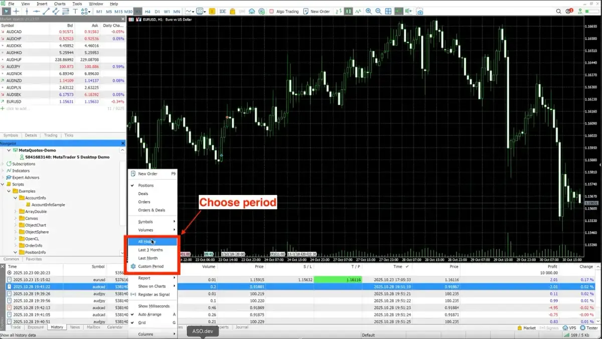 MetaTrader 5 import — step 2 screenshot Import MetaTrader 5 trades — screenshot 2