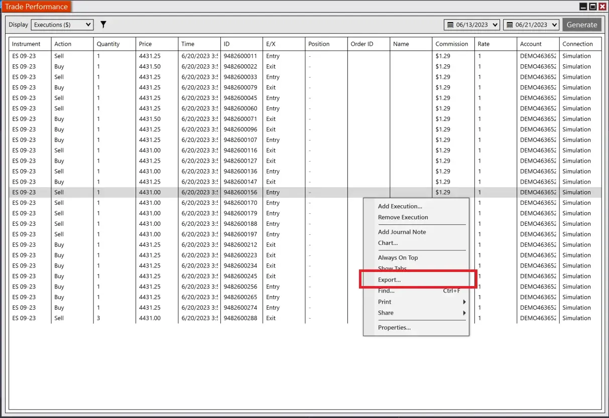 NinjaTrader import — step 4 screenshot Import NinjaTrader trades — screenshot 4