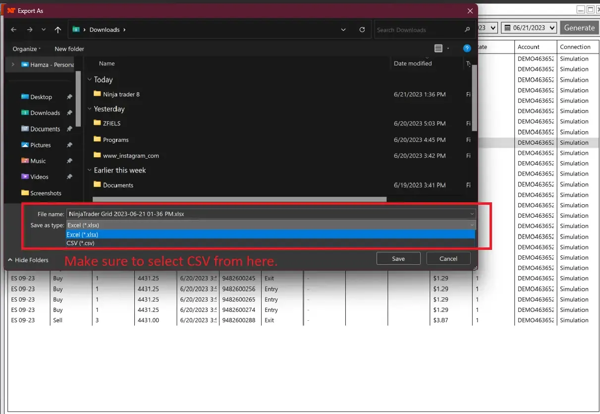 NinjaTrader import — step 5 screenshot Import NinjaTrader trades — screenshot 5