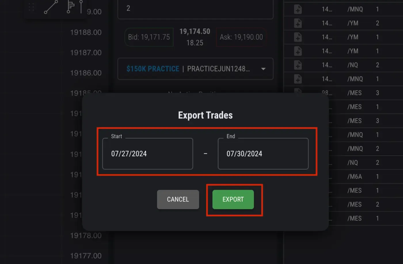 Topstep import — step 2 screenshot Import Topstep trades — screenshot 2