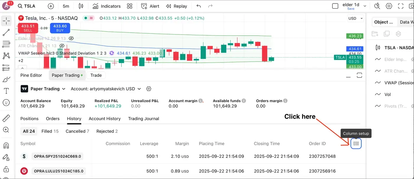 TradingView import — step 2 screenshot Import TradingView trades — screenshot 2